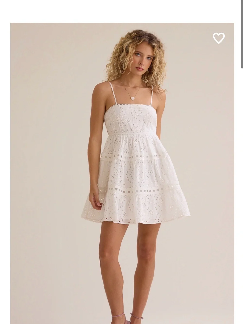 Altar'd State White Eyelet Mini Dress with Spaghetti Straps - Picture 1 of 16